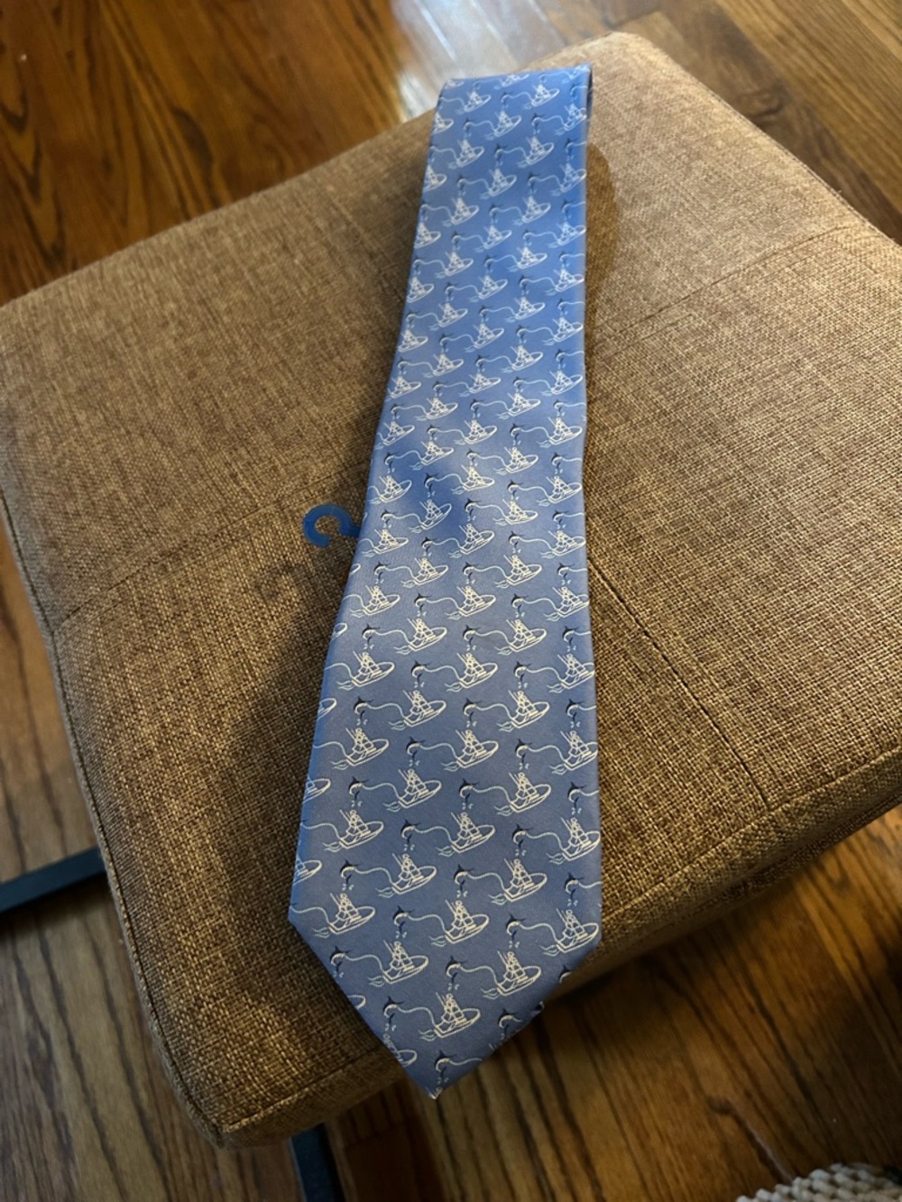Vineyard Vines Light Blue Tie with White boat  Pattern